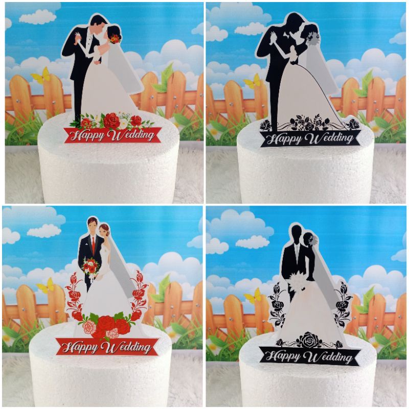 cake topper/topper kue STYROFOAM/hiasan kue HAPPY WEDDING STYROFOAM