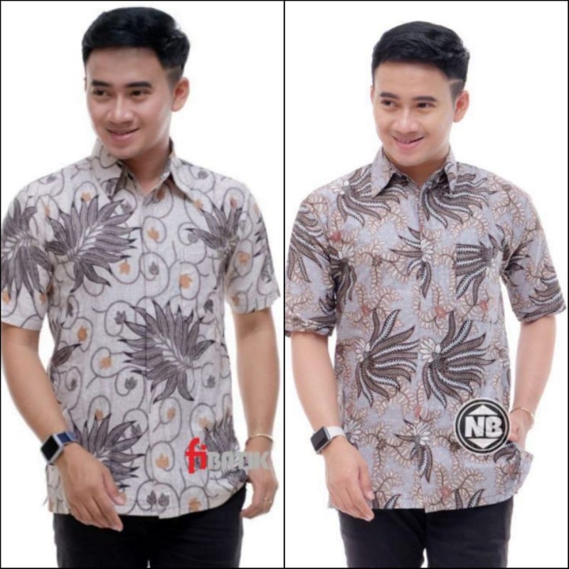 022 Zahira Batik HRB026 Kenongo Hem Kemeja Batik Pria Lengan Pendek  Katun Primis Halus M L XL