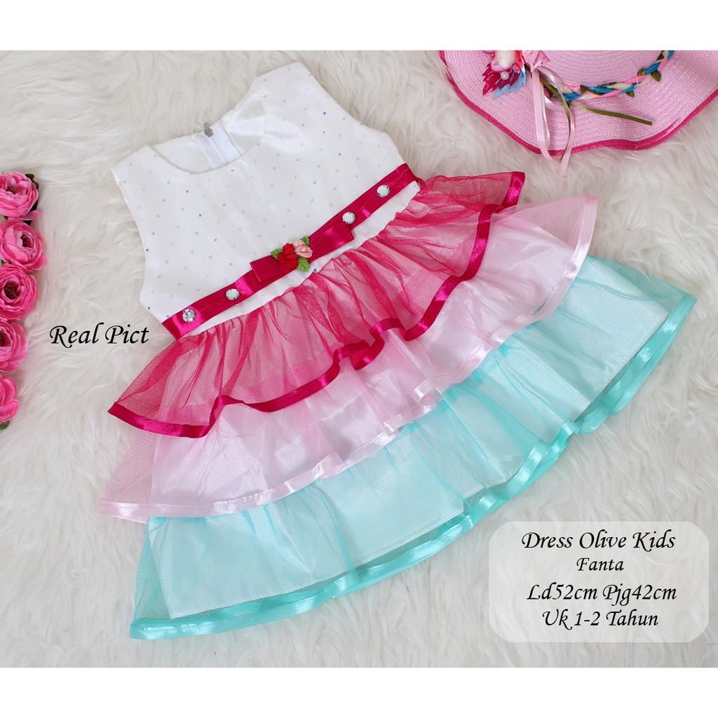 Dress kids olivie/dress anak cewe brukat/casual dress pesta pita murah/baju anak perempuan