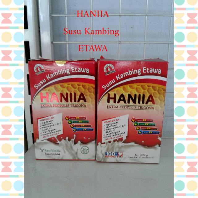 

Susu Kambing Etawa HANIIA EXTRA PROPOLIS TRIGONA
