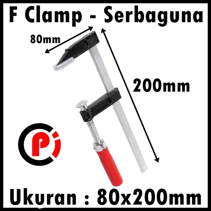 Klem Jepit F Clamp Besi Papan Kayu Heavy Duty Woodworking 80 x 200mm