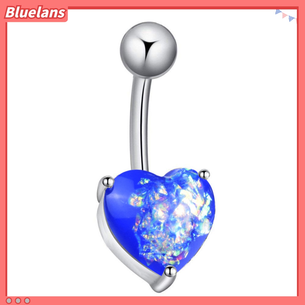 1pc Cincin Tindik Pusar Bentuk Hati Opal Tiruan Untuk Wanita