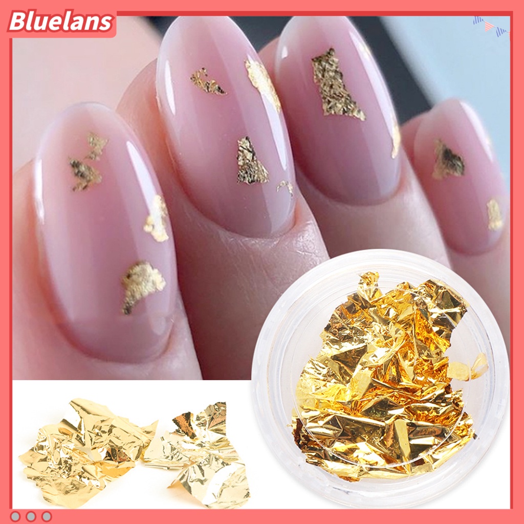 Bluelans Stiker Nail Art Bahan Foil Warna Emas Silver Untuk Dekorasi Manicure Wanita