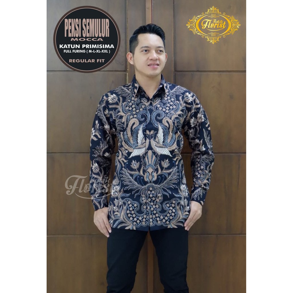 Batik Solo PEKSI SEMULUR COKLAT Kemeja Pria Katun Halus Sragenan Full Furing