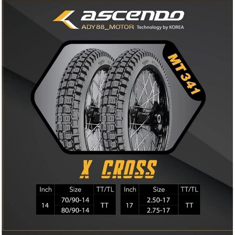 Ascendo Korea Tire Ban Luar X CROSS MT 341 Ring 14 Ring 17 TubeType