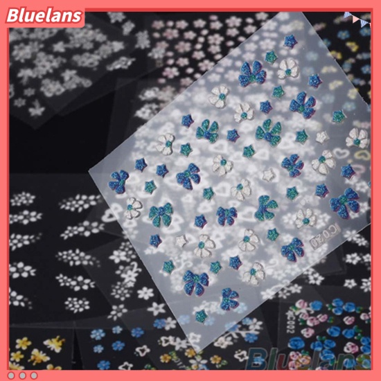 Bluelans 30 Lembar Stiker Nail Art Motif Bunga Campur Untuk Manicure DIY