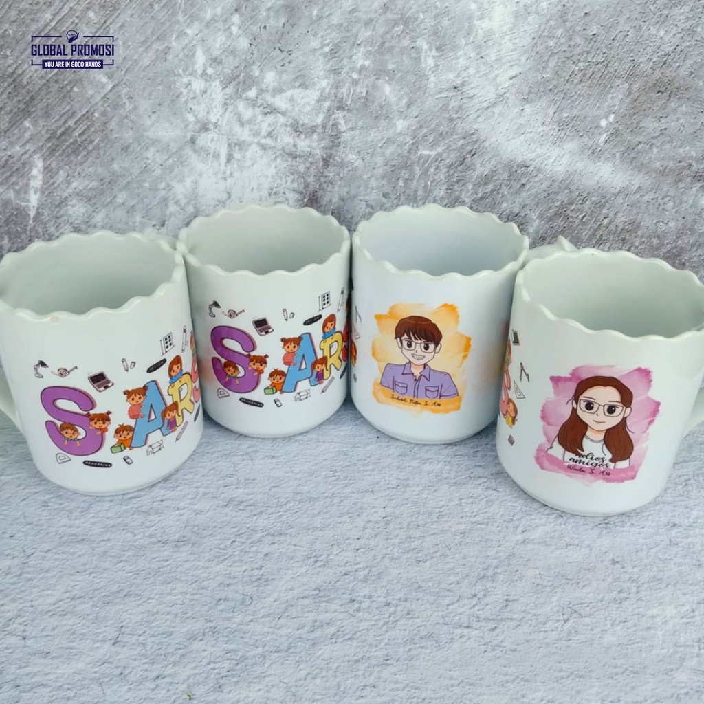 Mug Custom Mug Ulir/Bunga Printing Satuan/Grosir Tanpa PO Express Khusus Pengiriman Ekspedisi