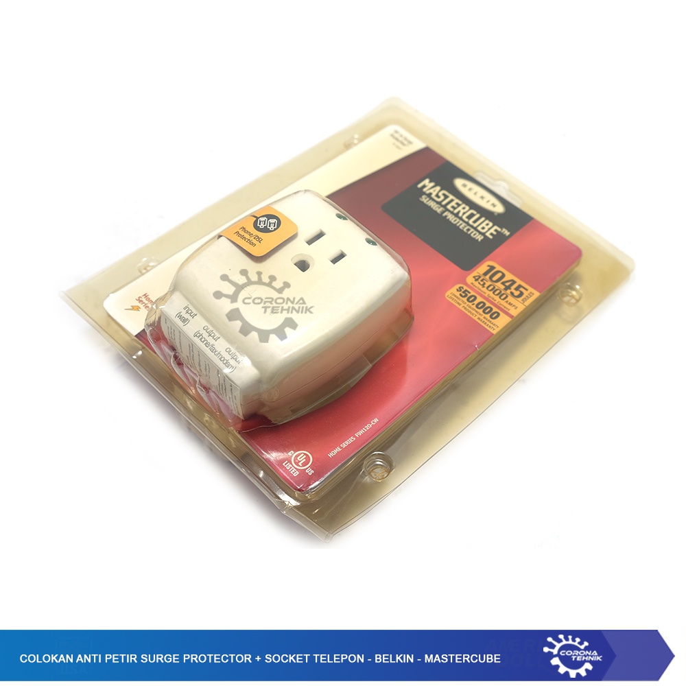 Socket Telepon Belkin Mastercube + Colokan Anti Petir Surge Protector