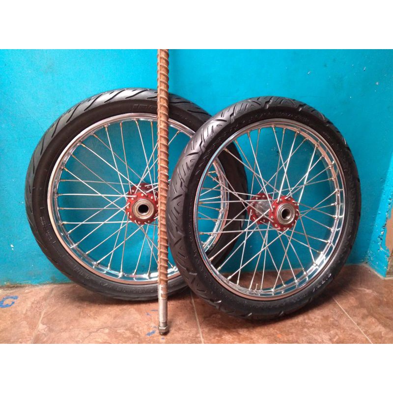 Roda Gerobak Dorong model jeruji ring 17 satu set as Roda tinggal pasang .