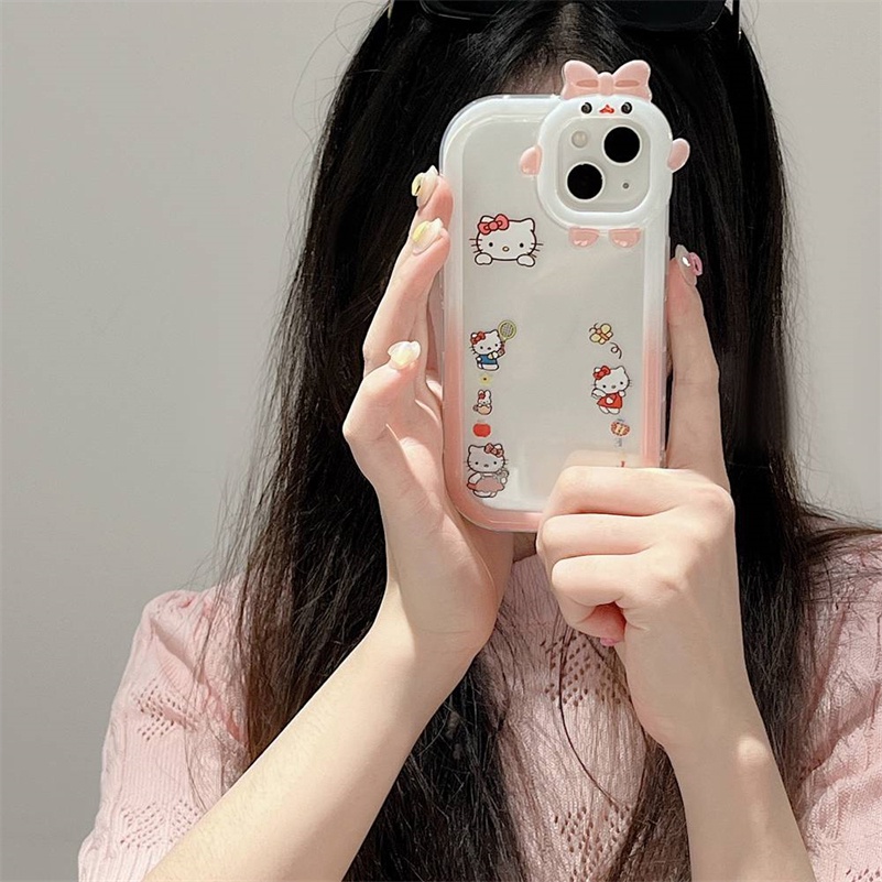 Soft Case Pelindung Lensa 3D Motif Kartun Kucing Untuk iPhone 14 13 12 11 Pro Max X Xr Xs Max 7 8 6 6s Plus SE 2020