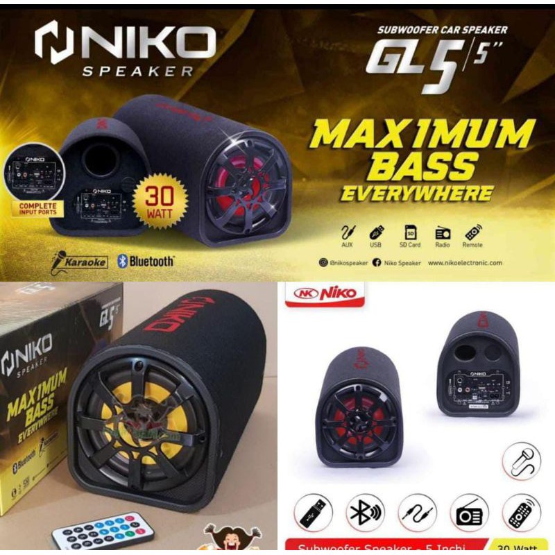 Speaker Niko GL5 Bluetooth 5inc Speaker Bass Subwoofer GL 5 / speaker karaoke oke 5 inch/8 inch 30 W
