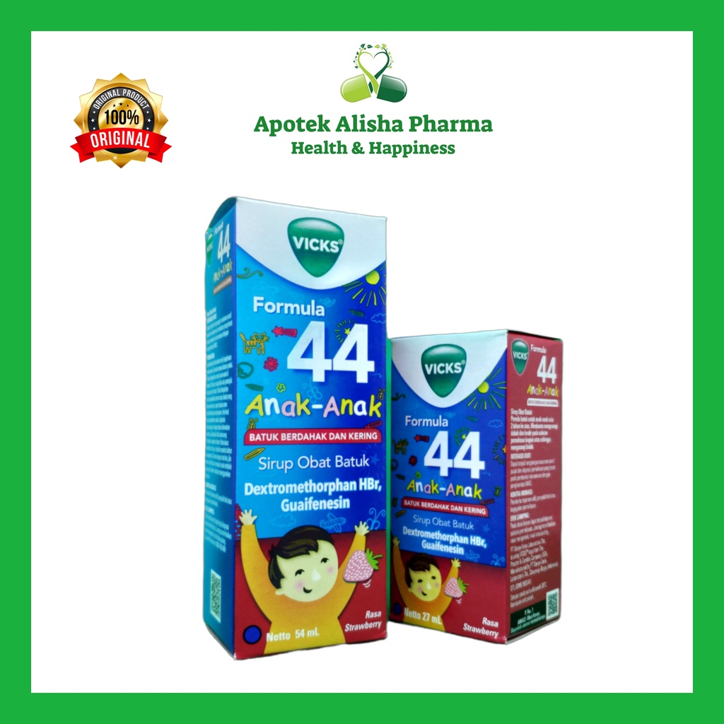 Vicks Formula 44 Anak Sirup 27/54ml - Vicks Anak Sirup Obat Batuk Berdahak &amp; Kering Anak Rasa Strawberry