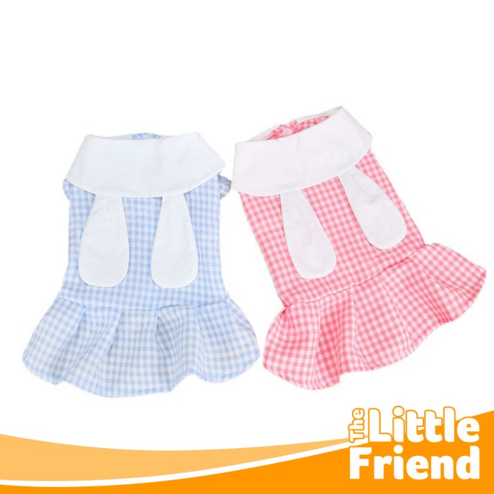 Baju Kucing Anjing Lucu Cute Kostum RABBIT EARS Plaid Skirt