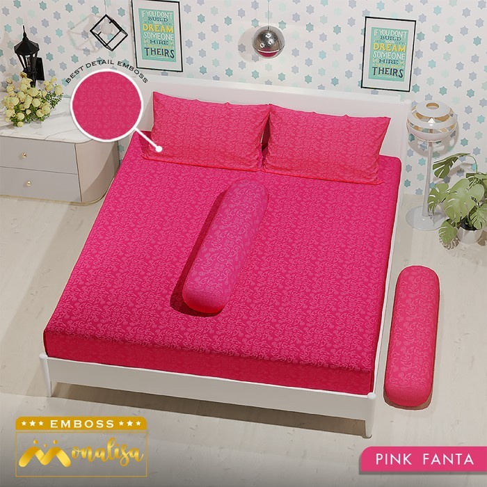Sprei Monalisa Sprei Polos Jacquard 180X200 Aneka Warna - Pink Fanta(R4Q1) Sprei Murah Sprei Karakte