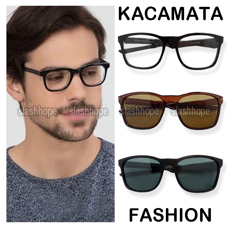 (COD)Kacamata Hitam Fashion Pria Wanita Klasic Model Square FrameKacamata Wanita Pria Keren Kaca Mat