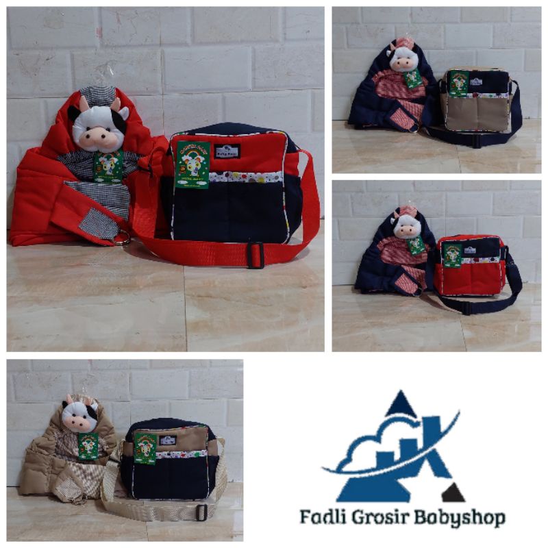 Paket Hemat 2 In 1 Tas Bayi Polka Dan Gendongan || Paket Hemat Tas Bayi Polka Dan Gendongan Samping