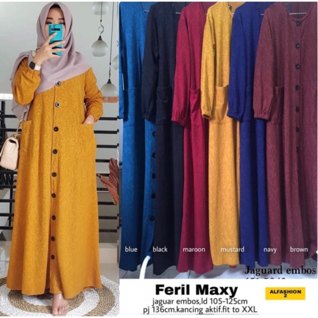 Feril Maxy - Jaguar Dress / Gamis Kaos Brukat Jumbo Busui LD110 XXXXL Arabian Brukat / R.13 - 151-5043