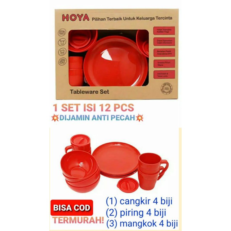 

1 SET ISI 12 PCS TABLEWARE SET TERMURAH