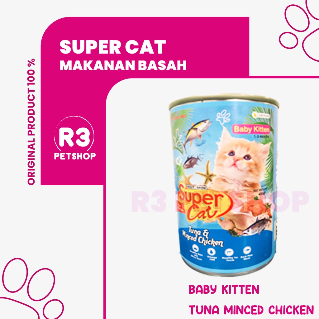 Makanan Kucing Basah Super Cat kaleng 400gr -Wetfood