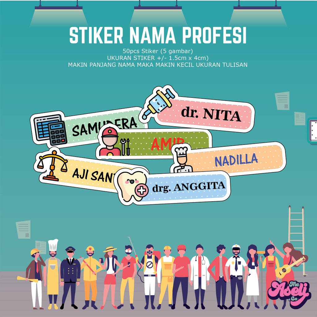 

STIKER NAMA LABEL NAMA GAMBAR DOKTER, KOKI, PROFESI