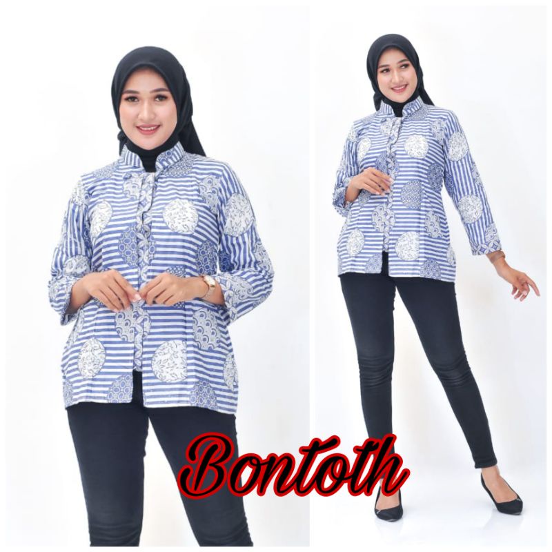tey-17 Batik Wanita ASJ SA HRB026 Kenogo Kemeja Tosca Pendek-1