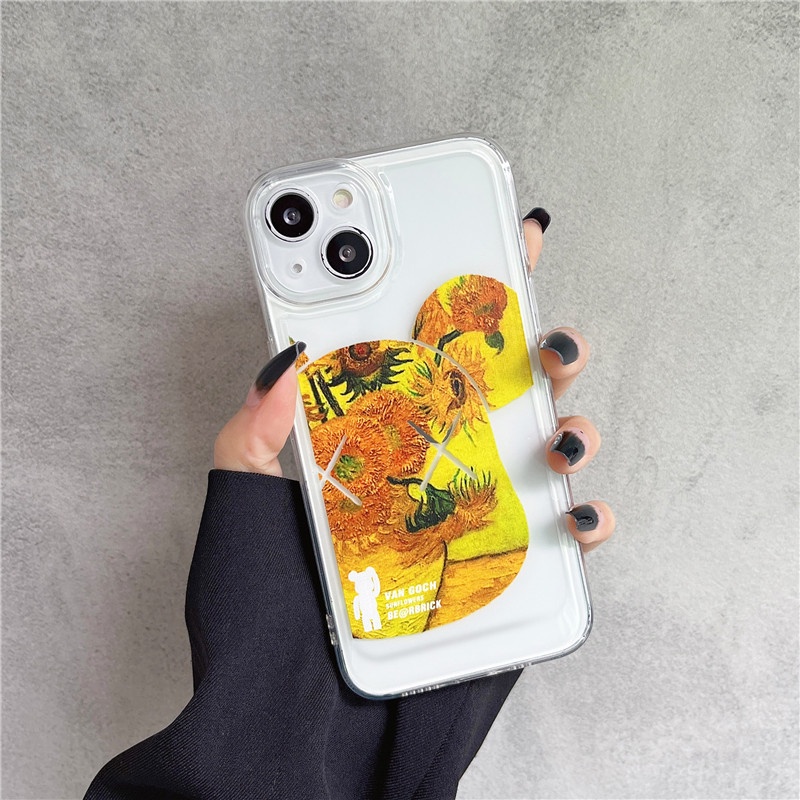 Case Transparan Motif Lukisan Cat Minyak Beruang Terkenal Untuk iPhone 13 13 Pro Max 12 Pro Max 11 X Xr Xs Max Xr 7 8 Plus