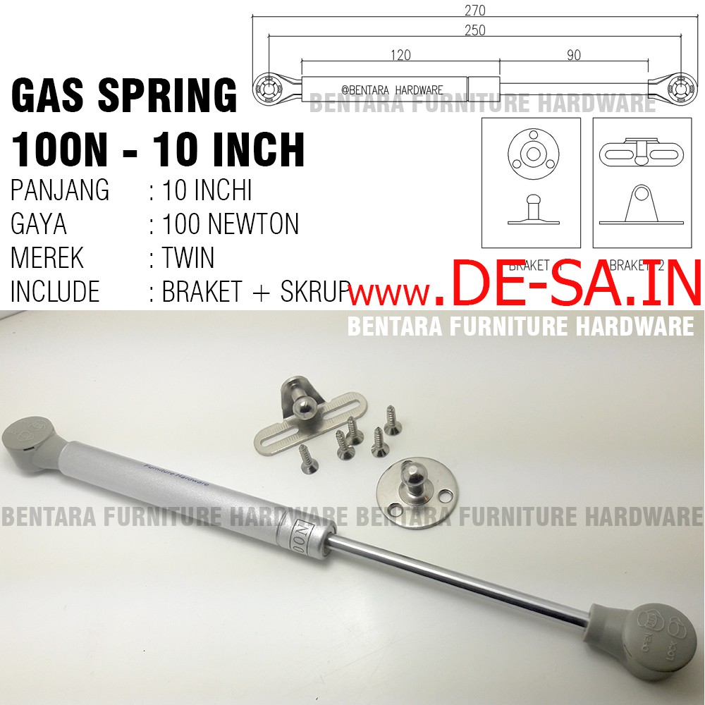 Twin Gas Spring 100 N (Hidrolik Cabinet Dapur / Jok Motor)