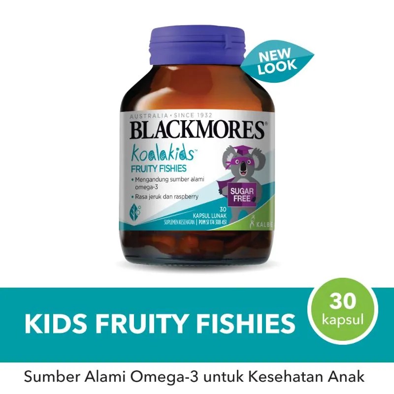 Blackmores Kids Fruity Fish / Blackmores KoalaKids Studdy Buddy Isi 30 Kapsul (Suplemen Minyak Ikan Anak) BPOM Halal