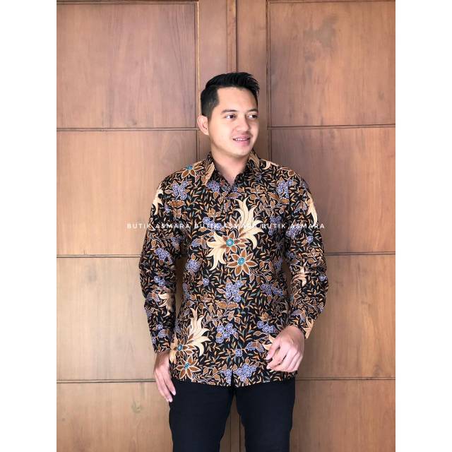 Kemeja full furing motif cempaka putih kemeja batik solo pria premium lengan panjang