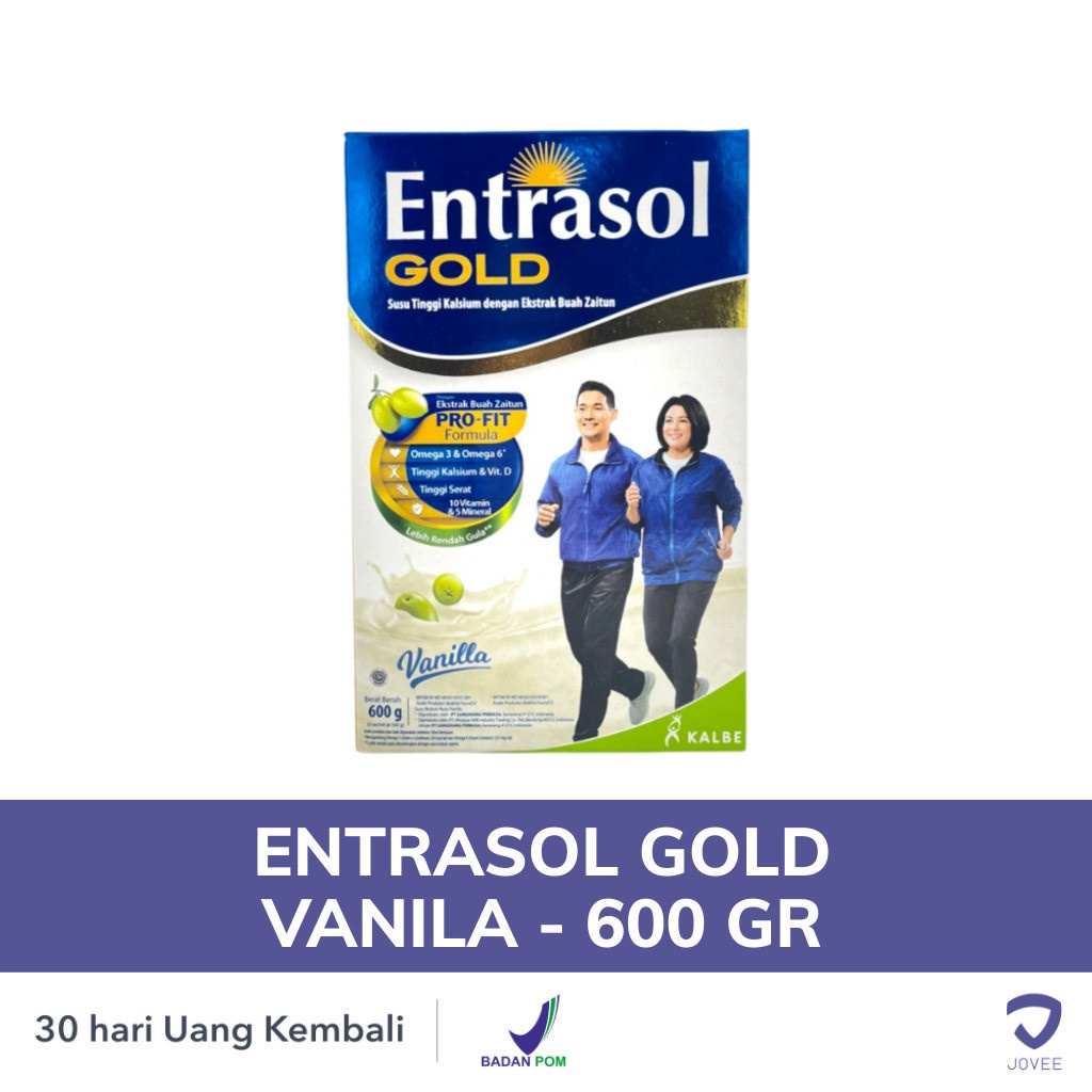ENTRASOL GOLD VANILA - 600 GR - Susu Tinggi Kalsium untuk Lansia - JOVEE