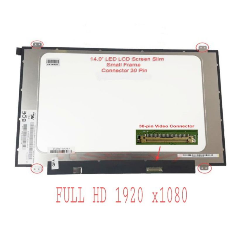 Layar Screen Led Lcd Laptop Lenovo Thinkpad T460 T480 L480 E480 14.0 Small Frame