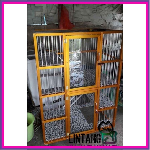 Kandang Kucing Gold 2Tingkat jeruji kaca