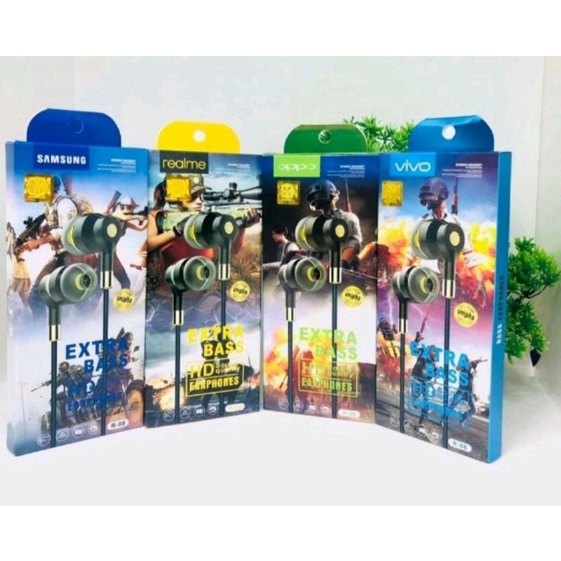 Handsfree Headset Oppo OP-08 Earphone Kabel dengan Mic Suara Jernih EXTRA Bass Musik HP