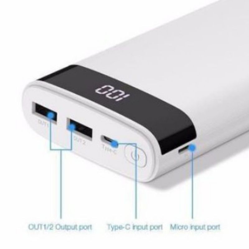 POWERBANK POWER BANK RT210 RT 210 12000MAH 12000 MAH 2 USB PORT OUTPUT DIGITAL DISPLAY USB TYPE C