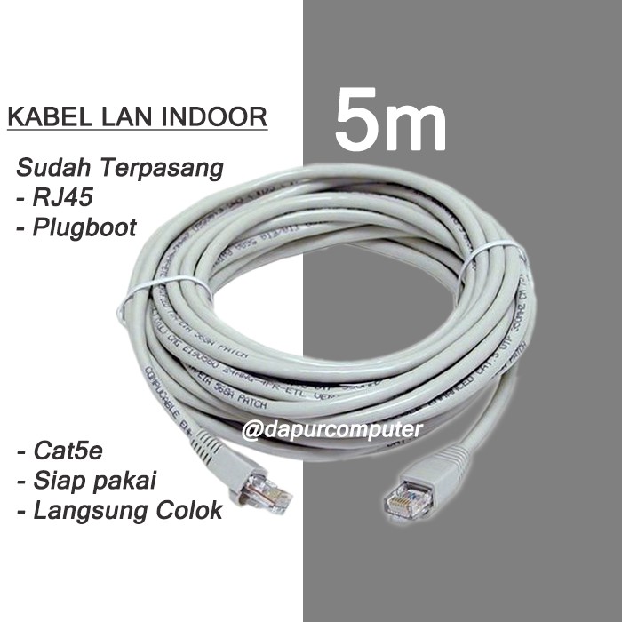 KABEL LAN 5 METER CAT5E INDOOR / KABEL UTP 5M CAT 5E INDOOR SPECTRA SIAP PAKAI