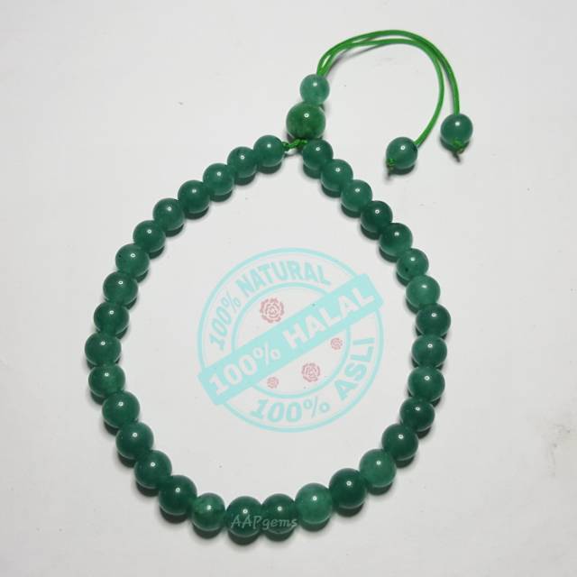 Gelang Tasbih Green Jade - Giok Hijau Original Stone