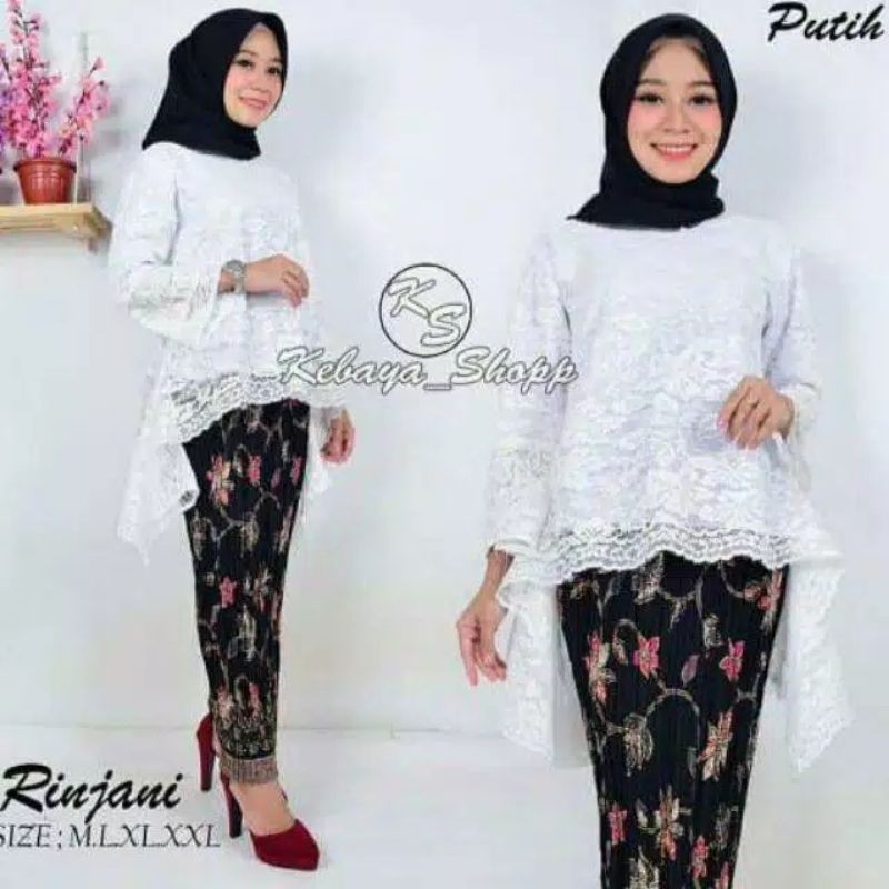 IndahKebaya | SET KEBAYA BROKAT MUSLIMAH / KEBAYA AKAD / WISUDA / HITAM / PUTIH / MOCCA / HIJAU