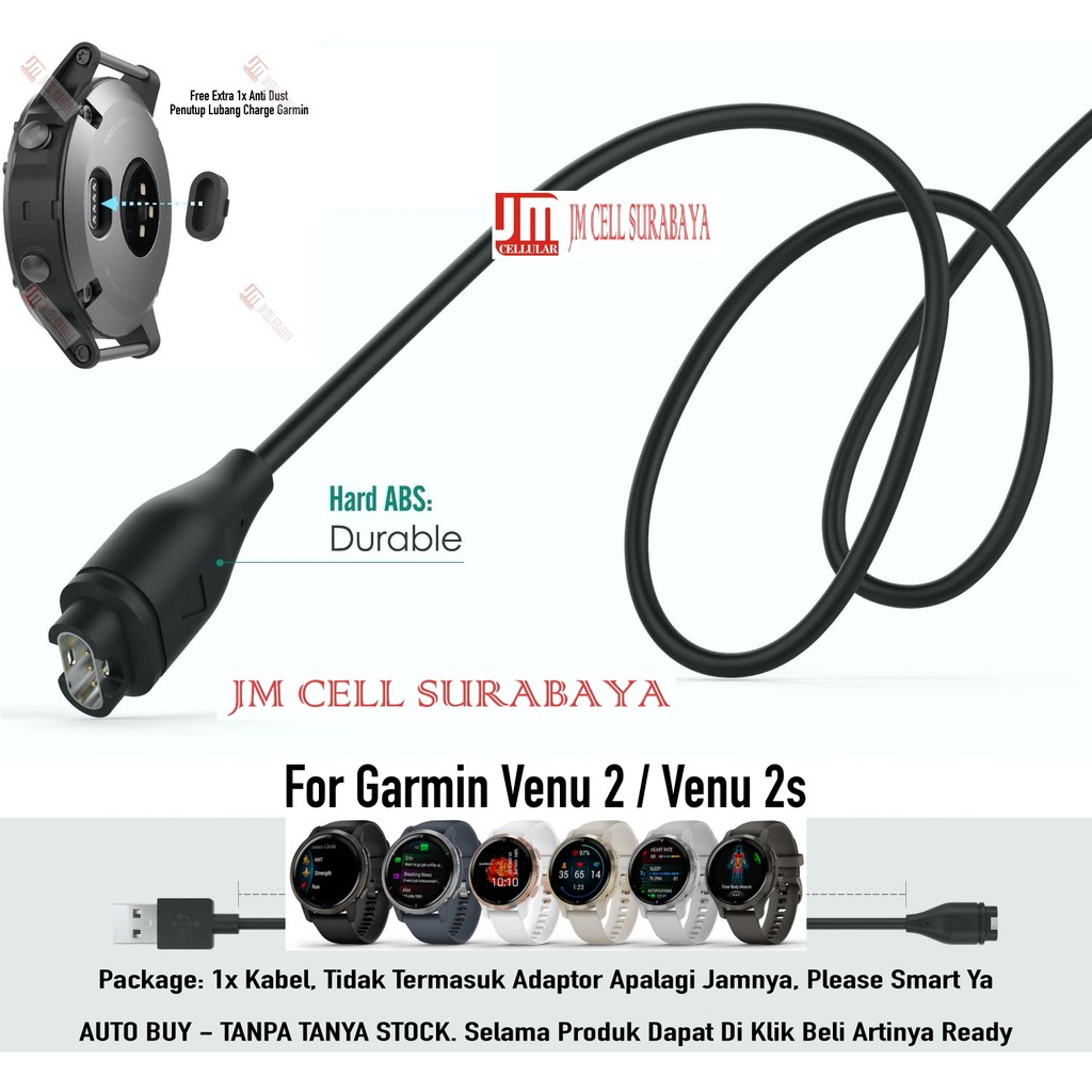 Jual Cable Kabel Charge Data Charging For Garmin Venu 2 45mm / Venu 2s 40mm  Indonesia|Shopee Indonesia
