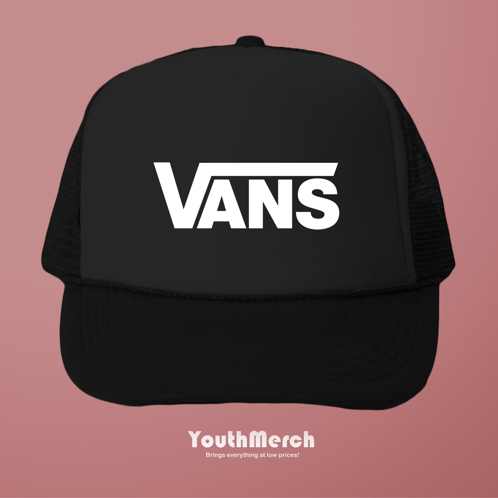 Topi Trucker Full Hitam Vans- Brand Merch | Unisex | Trucker Vans | Vans Hat