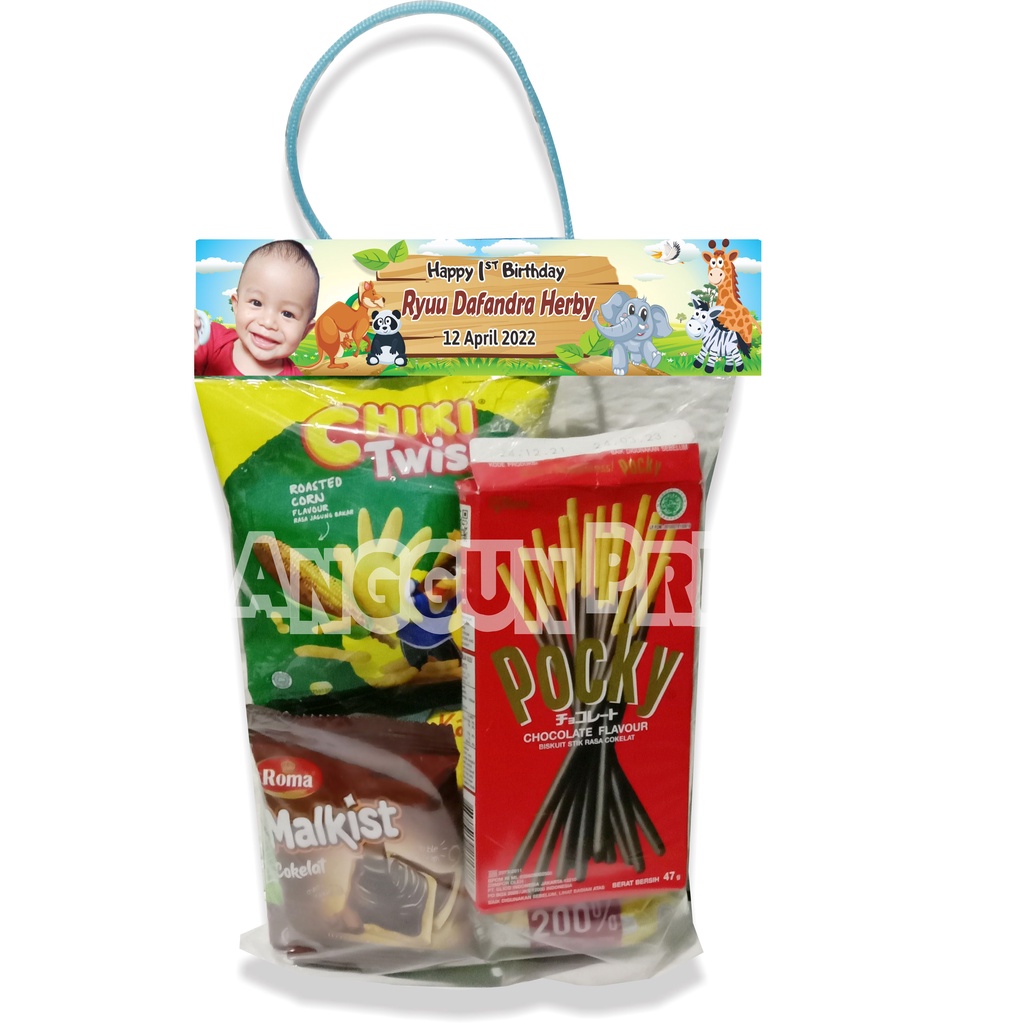 GOODIE BAG - LABEL PLASTIK SNACK / JAJAN ULANG TAHUN ANIMAL