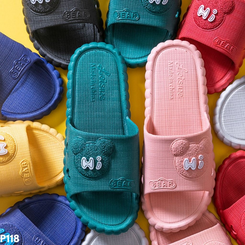 SANDAL HI-BEAR SLIDE RUMAHAN UNISEX IMPORT ELASTIS ANTI SLIP MUDAH DIBERSIHKAN P118
