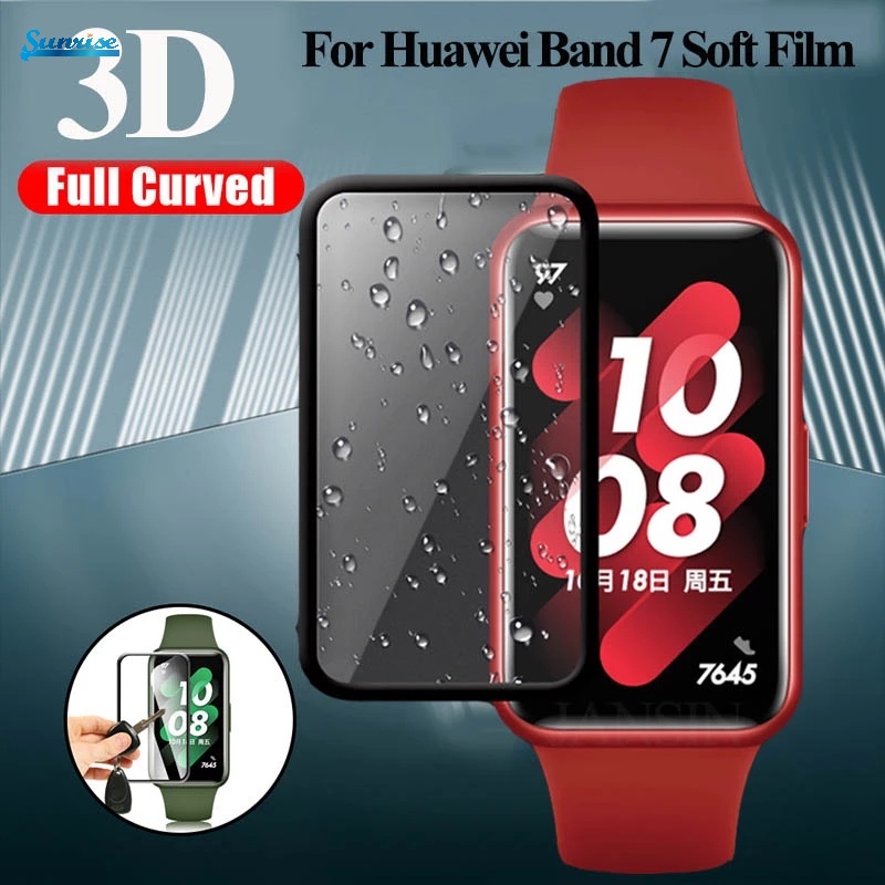 Pelindung Layar Tempered Glass 3D Curved Edge Ultra Tipis Anti Jatuh Untuk Huawei Band 7