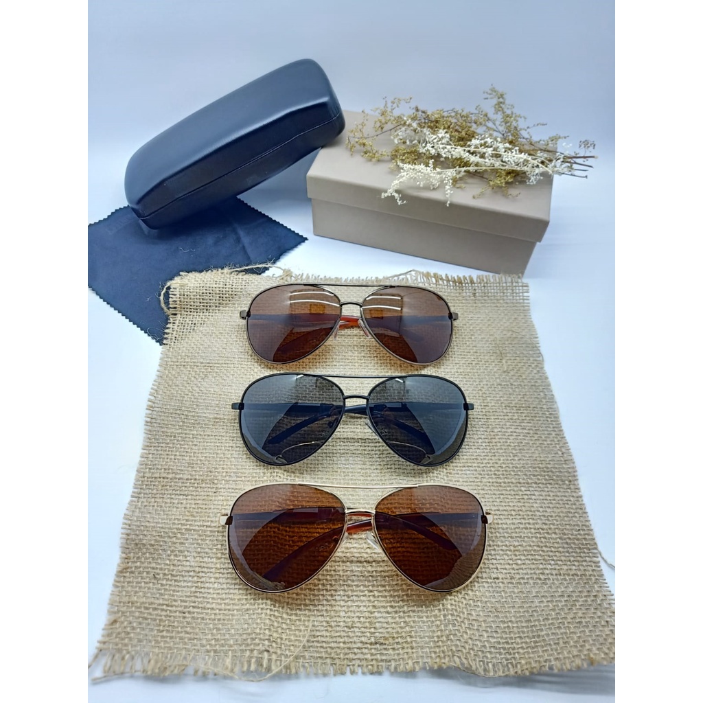 TERLARIS Kacamata Hitam UNISEX R.B Pilot Lensa Polarized Kacamata Pria Gaya Pilot kacamata Fashion L