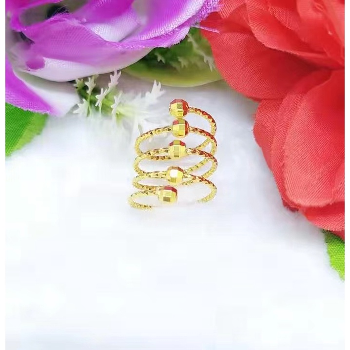 Cincin Xuping Biji Bola Lapis Emas 24k Perhiasan Fashion A,B