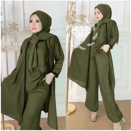 Baju Setelan Syari Wanita Muslim Terbaru Set Tunik cantik kekinian