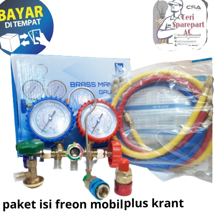 Manifold AC double One cool paket Mobil Quick couplet Qc12 dan kran