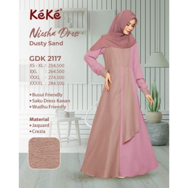 KEKE NIESHA DRESS/ GAMIS MODERN / DRESS CANTIK / DRESS WANITA / GAMIS KEKE NEISHA DRESS