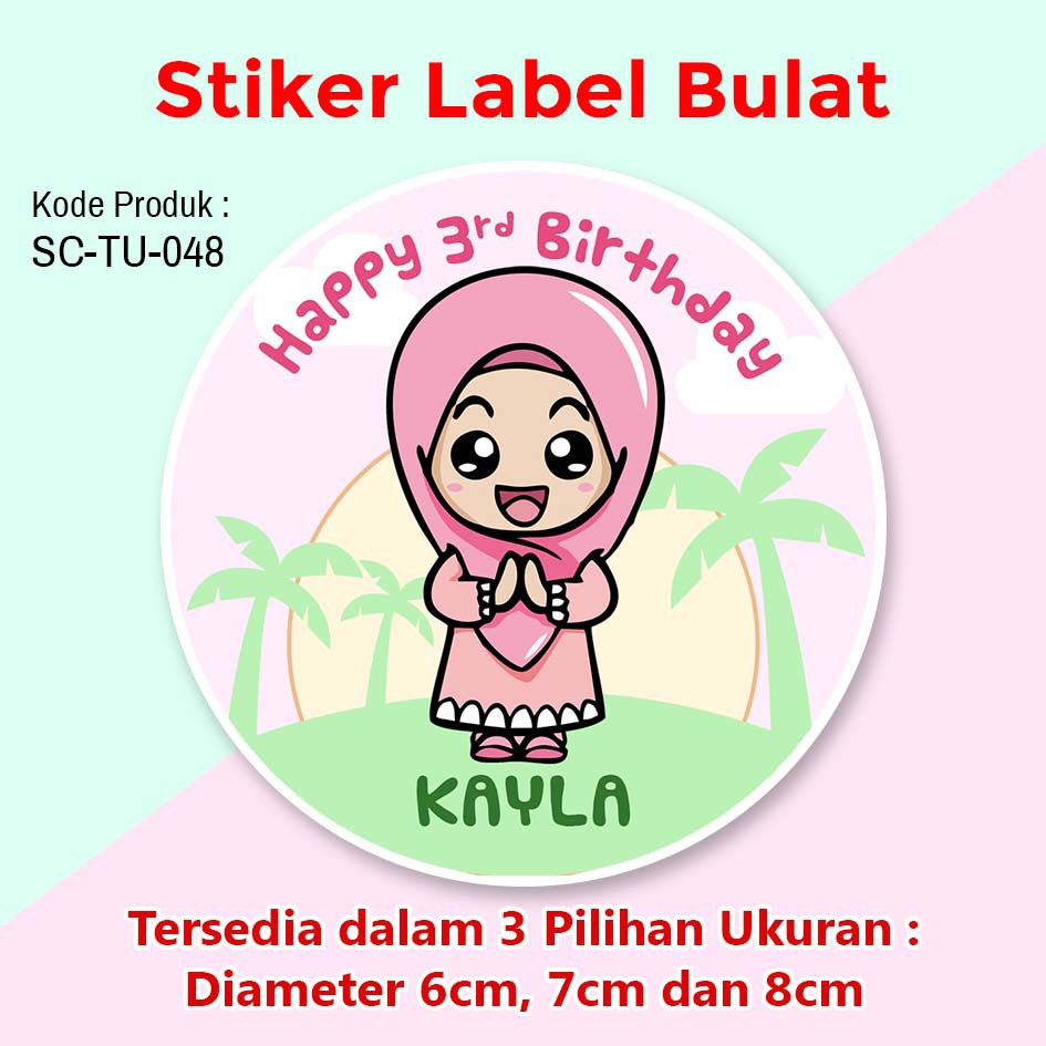 Stiker Label Ulang Tahun Anak Tumpeng Mini Bento Souvenir Muslim Girl Shopee Indonesia