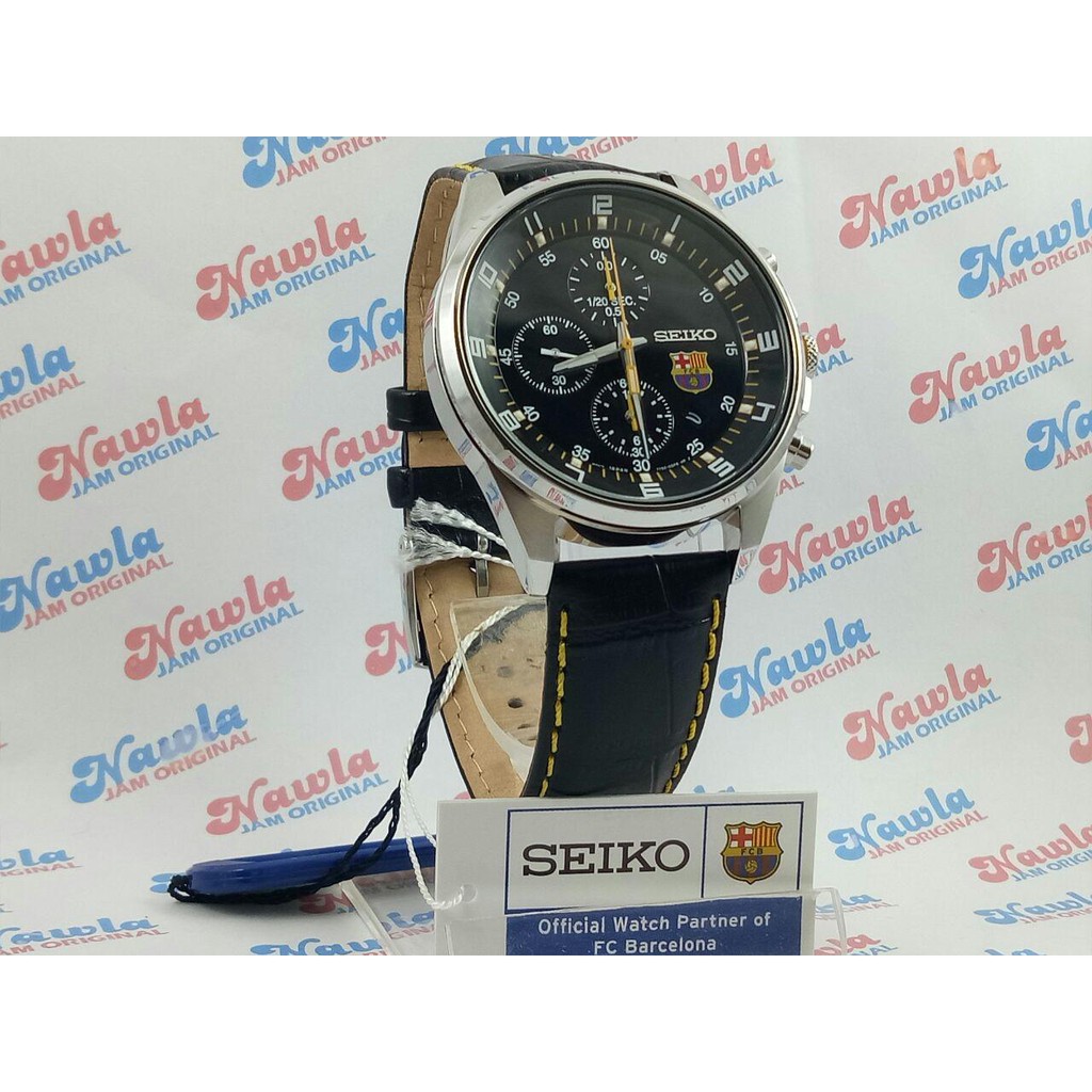 Seiko Quartz SNDD25P1 Chronograph FC Barca Leather | Jam Pria SNDD25