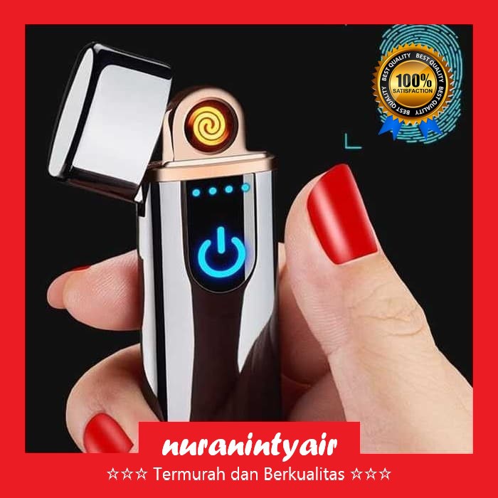 Korek Api Elektrik Fingerprint Touch Sensor Double Side LED Display